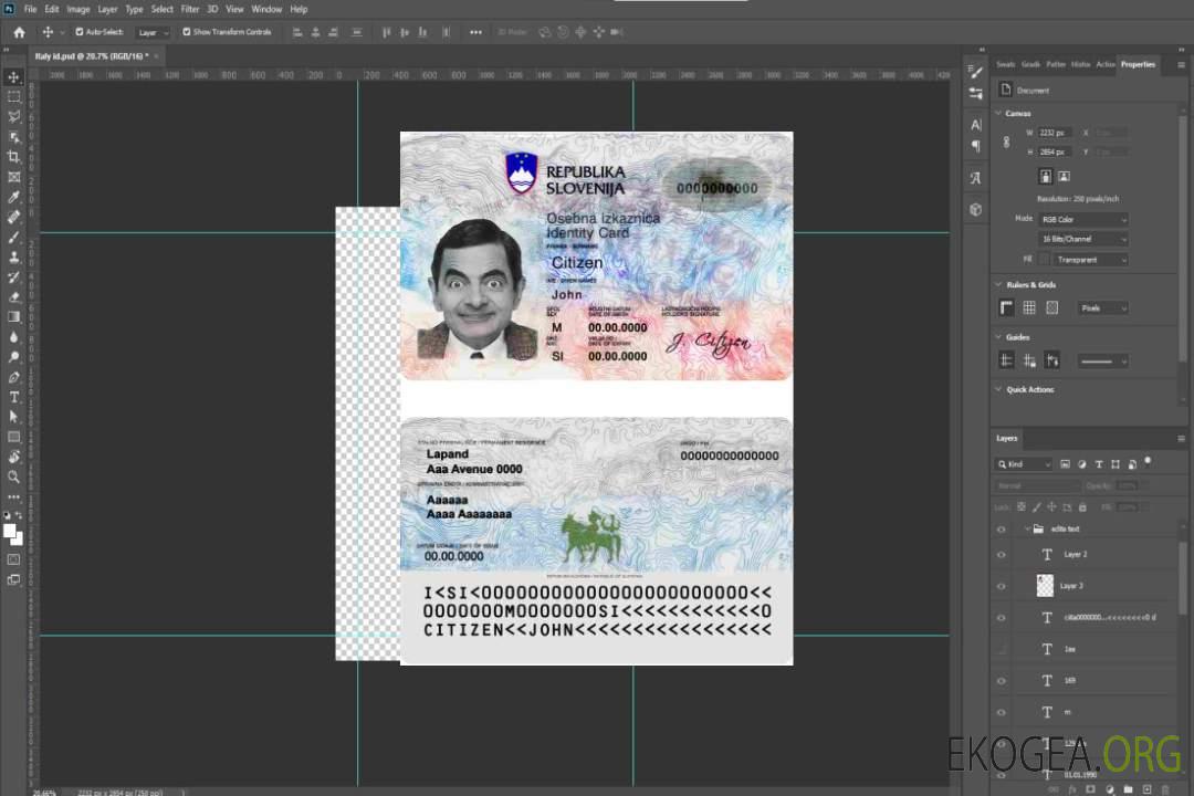 Carte d'identité de Slovénie template Carte d'identité de Slovénie template